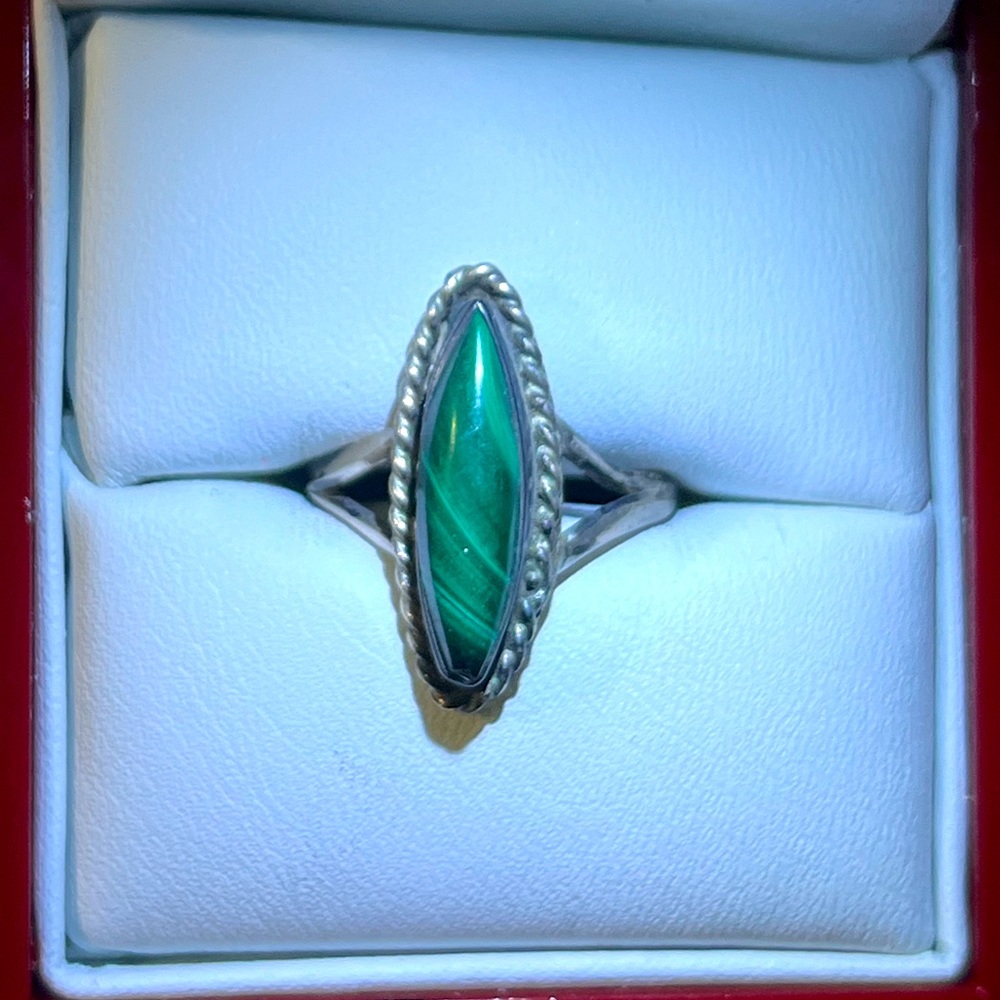 SOLD vintage malachite statement ring size 5